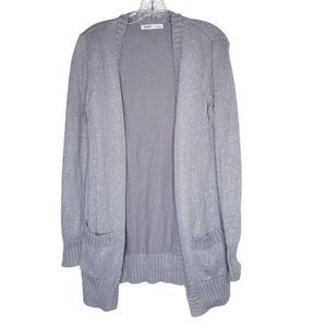 Old Navy Metallic Silver Gray Cable Knit Cardigan Sweater Med Y2K Party
